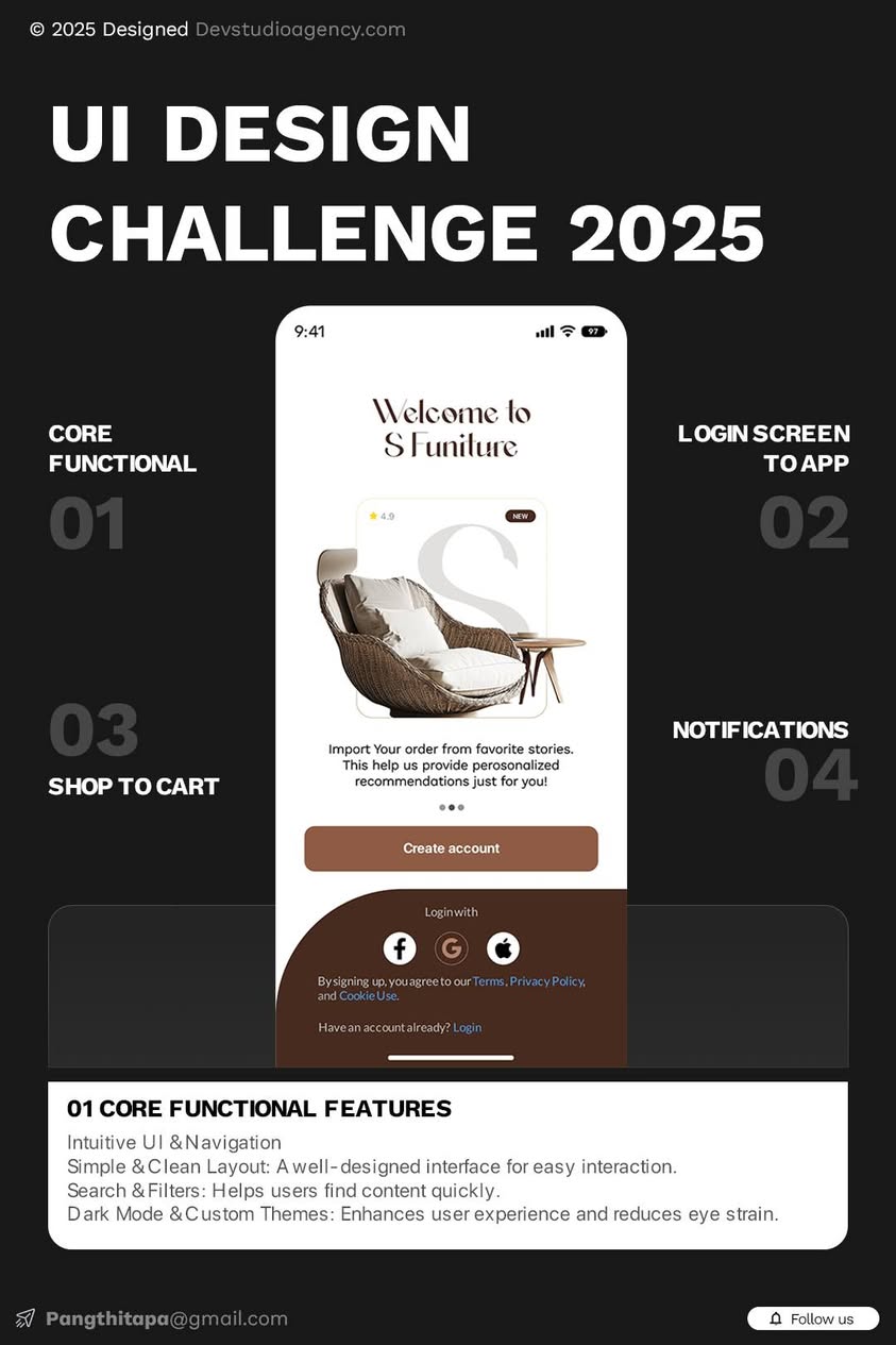 S Furniture mobile app UI design